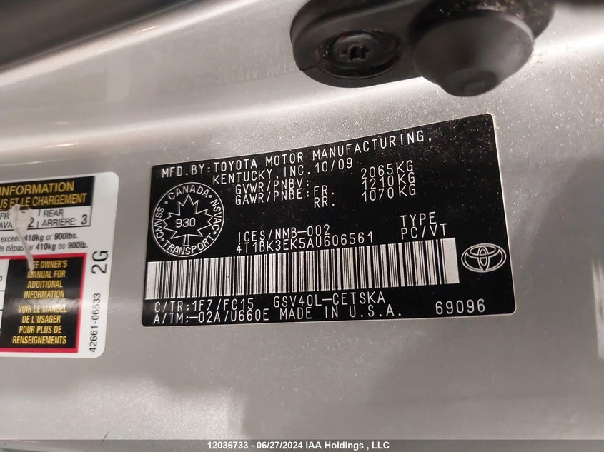 2010 Toyota Camry Se/Le/Xle VIN: 4T1BK3EK5AU606561 Lot: 12036733