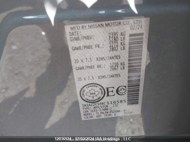 2024 Nissan Nissan VIN: 5N1AZ2CS4RC116585 Lot: 12036924