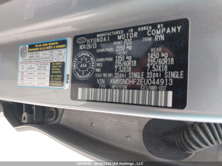 2014 Hyundai Santa Fe Xl Luxury VIN: KM8SNDHF2EU044913 Lot: 12036945