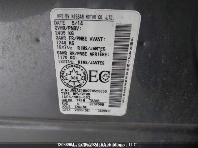 2014 Nissan Nissan VIN: JN8AZ1MW0EW523655 Lot: 12036964