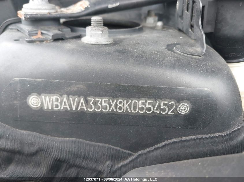 2008 BMW 3 Series VIN: WBAVA335X8K055452 Lot: 12037071