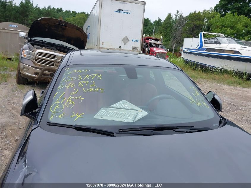 2017 BMW 2 Series VIN: WBA2G3C55HV640892 Lot: 12037078