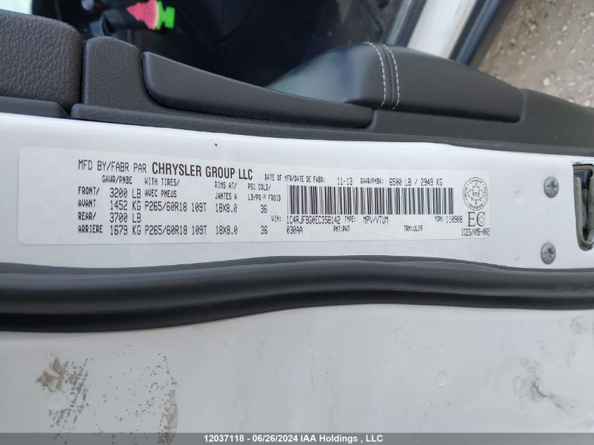 2014 Jeep Grand Cherokee Limited VIN: 1C4RJFBG0EC358142 Lot: 12037118