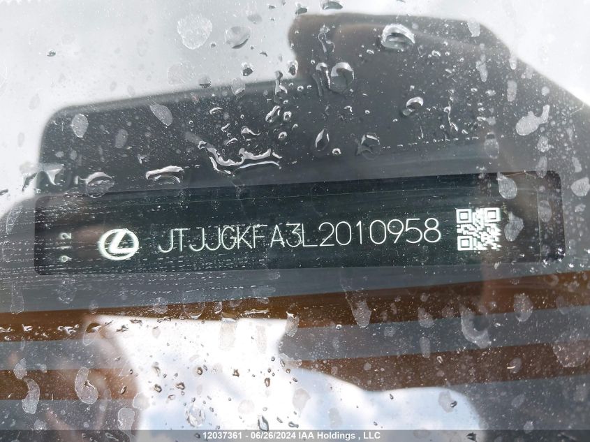 2020 Lexus Rx 450H L Luxury VIN: JTJJGKFA3L2010958 Lot: 12037361