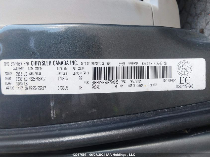 2009 Dodge Grand Caravan VIN: 2D8HN44E99R700105 Lot: 12037697
