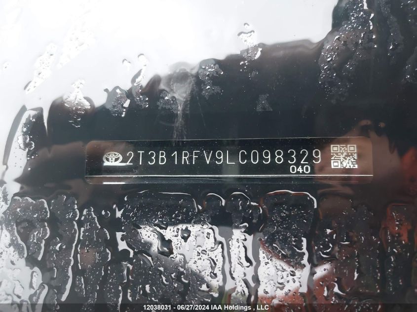 2020 Toyota Rav4 Le VIN: 2T3B1RFV9LC098329 Lot: 12038031