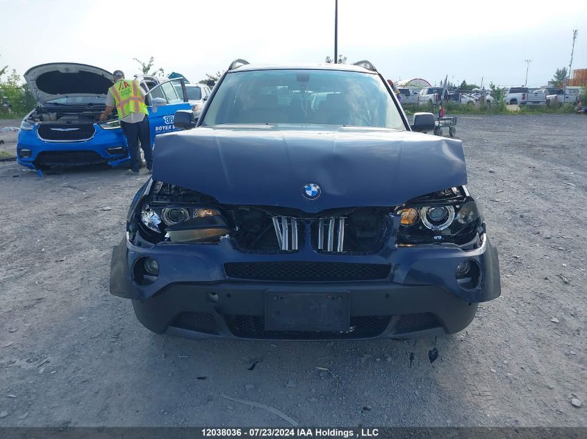 2007 BMW X3 3.0I VIN: WBXPC93407WJ01445 Lot: 12038036