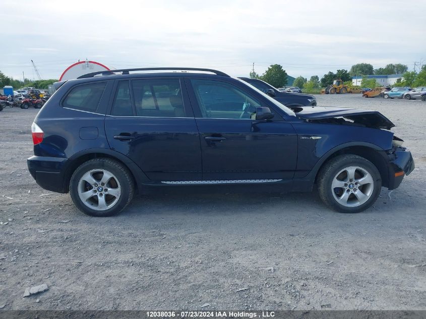 2007 BMW X3 3.0I VIN: WBXPC93407WJ01445 Lot: 12038036