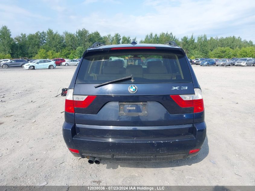 2007 BMW X3 3.0I VIN: WBXPC93407WJ01445 Lot: 12038036