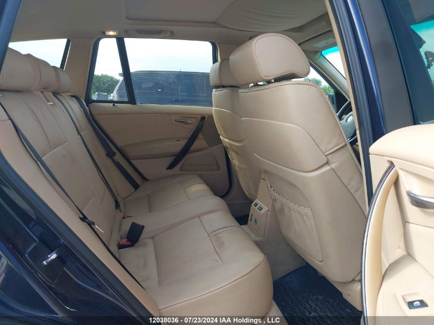 2007 BMW X3 3.0I VIN: WBXPC93407WJ01445 Lot: 12038036