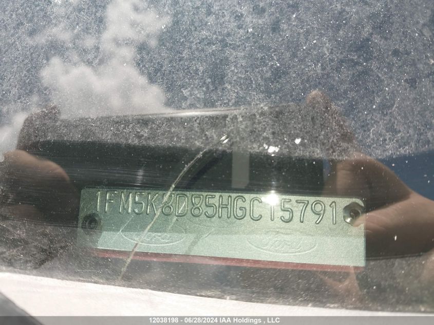 2017 Ford Explorer Xlt VIN: 1FM5K8D85HGC15791 Lot: 12038198