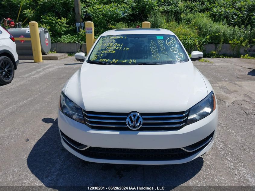 2013 Volkswagen Passat Se VIN: 1VWBH7A34DC120338 Lot: 12038201