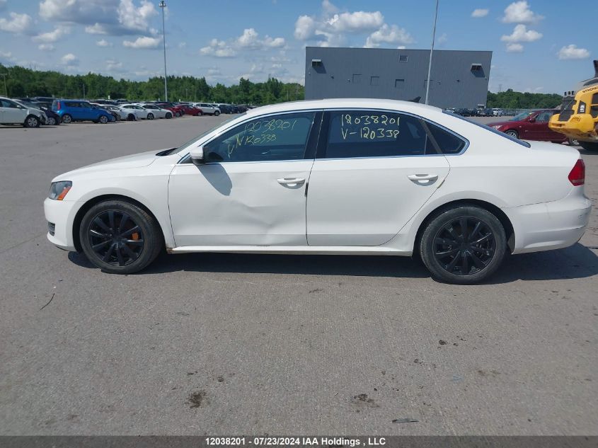 2013 Volkswagen Passat Se VIN: 1VWBH7A34DC120338 Lot: 12038201