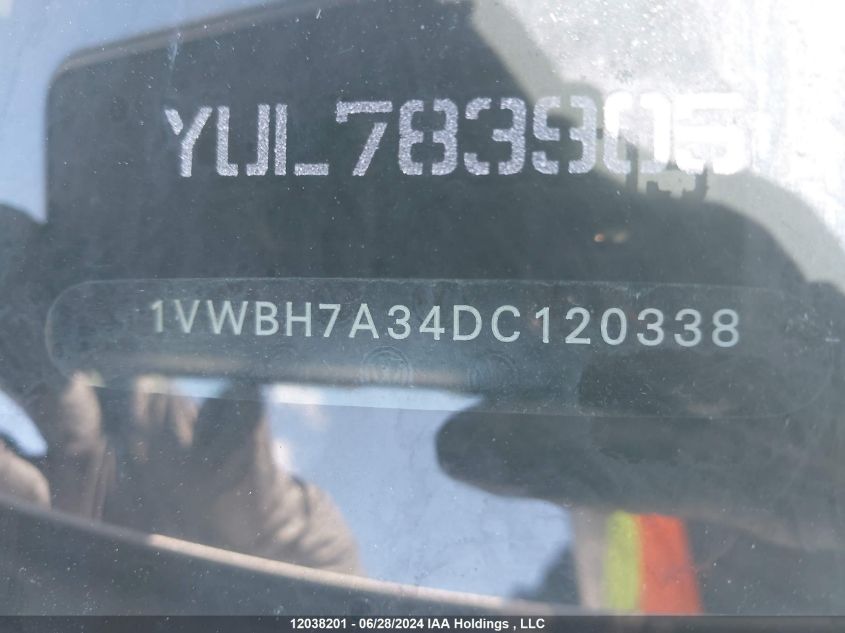 2013 Volkswagen Passat Se VIN: 1VWBH7A34DC120338 Lot: 12038201