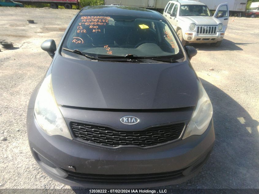 2013 Kia Rio Lx VIN: KNADM4A36D6103901 Lot: 12038222