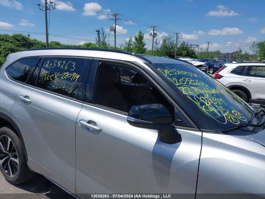 2022 Toyota Highlander Xse VIN: 5TDLZRBH6NS220919 Lot: 12038263