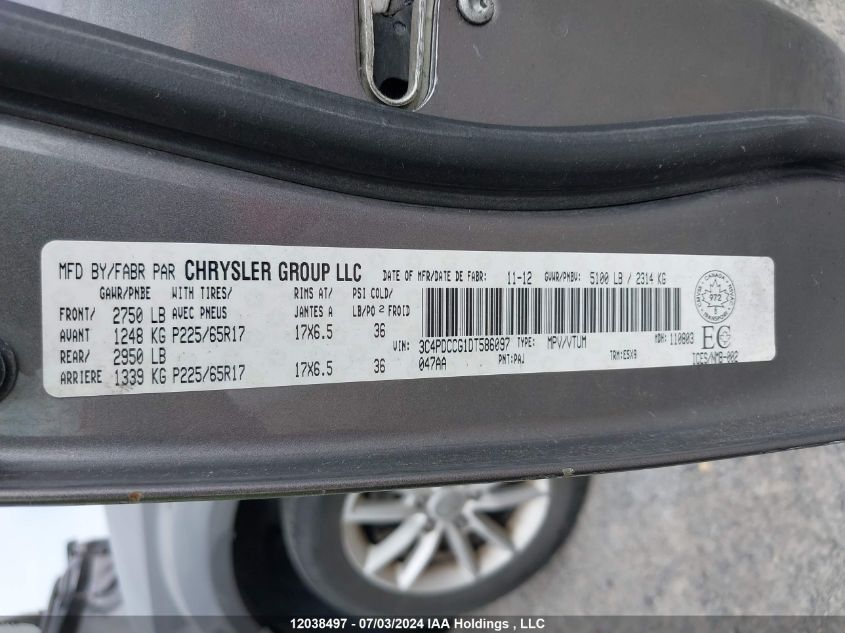 2013 Dodge Journey Sxt VIN: 3C4PDCCG1DT586097 Lot: 12038497