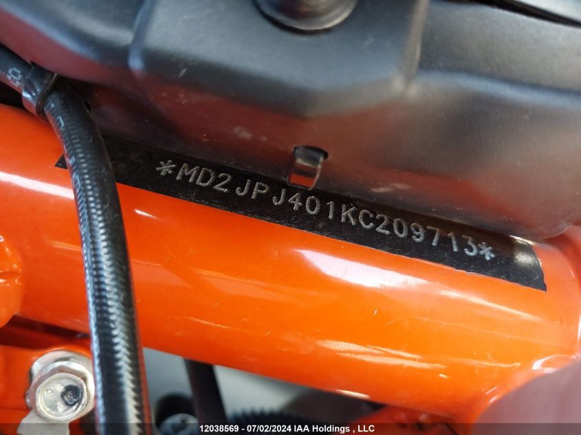 2019 Ktm 390 Duke VIN: MD2JPJ401KC209713 Lot: 12038569