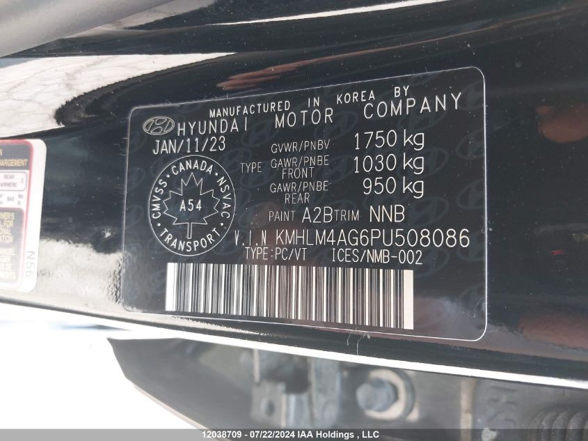 2023 Hyundai Elantra Sel VIN: KMHLM4AG6PU508086 Lot: 12038709