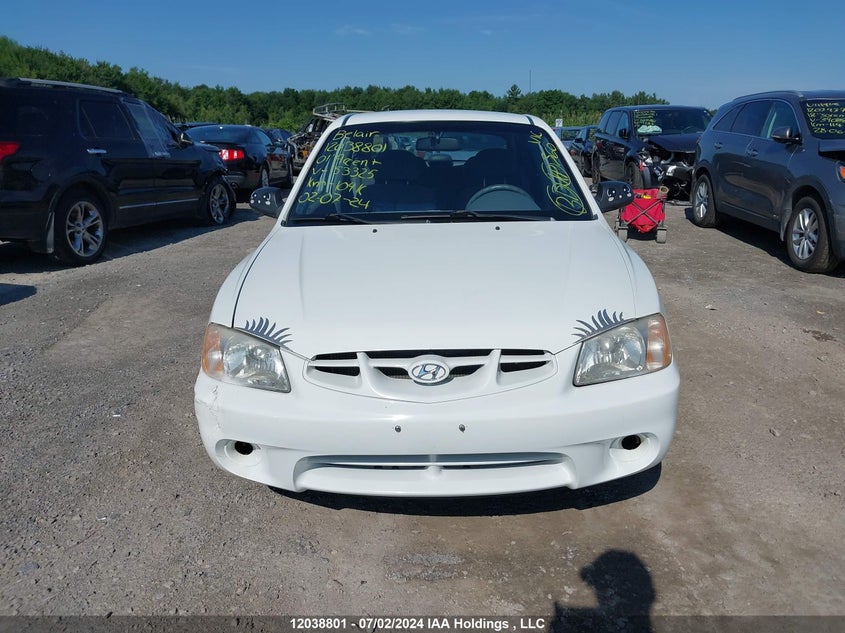 2001 Hyundai Accent VIN: KMHCG35G41U153325 Lot: 12038801