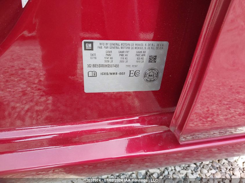 2017 Chevrolet Cruze VIN: 3G1BE5SMXHS507458 Lot: 12038974