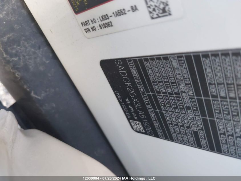 2020 Jaguar F-Pace VIN: SADCK2GX3LA619362 Lot: 12039004