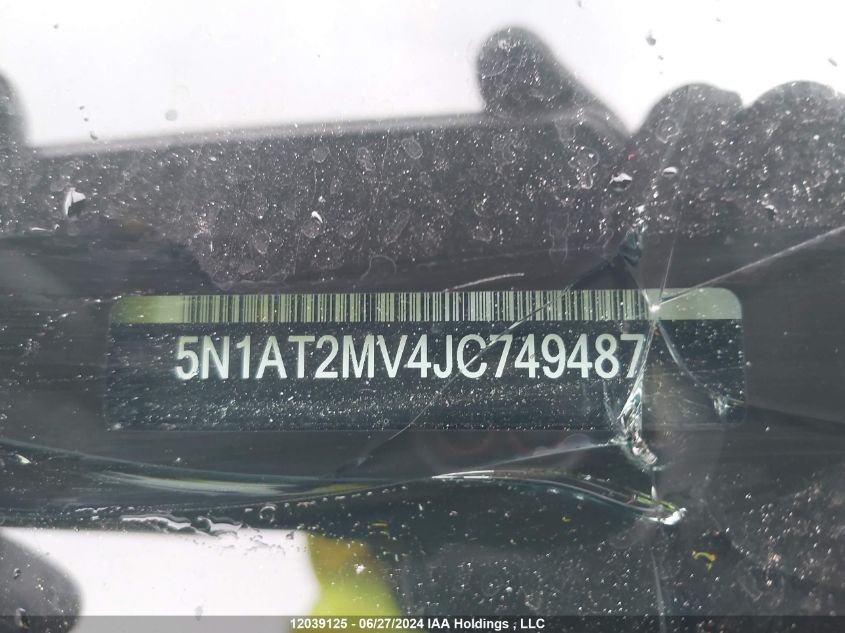 2018 Nissan Rogue VIN: 5N1AT2MV4JC749487 Lot: 12039125