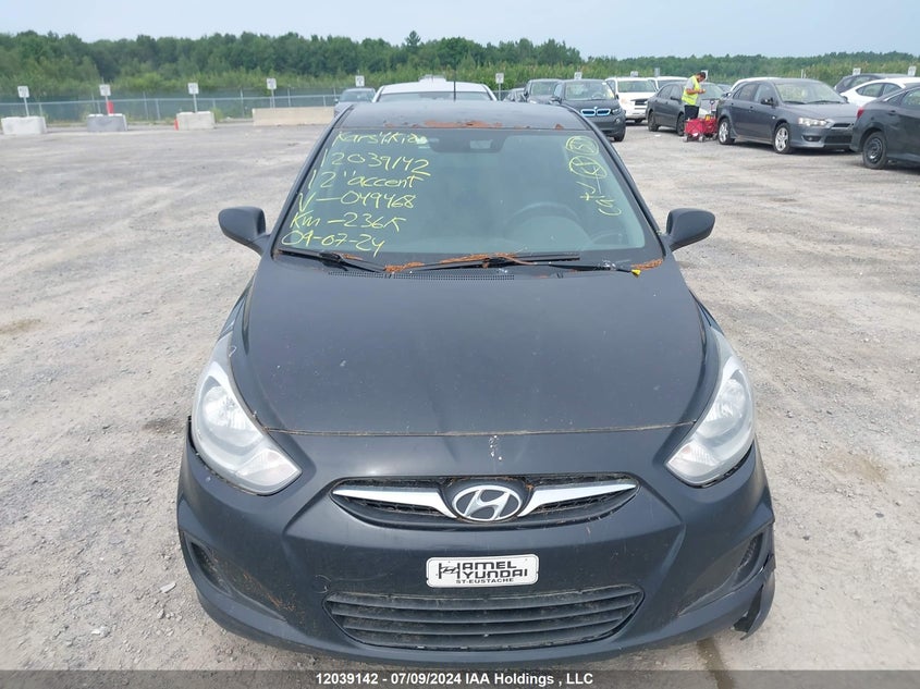 2012 Hyundai Accent Gl VIN: KMHCT5AE1CU049468 Lot: 12039142