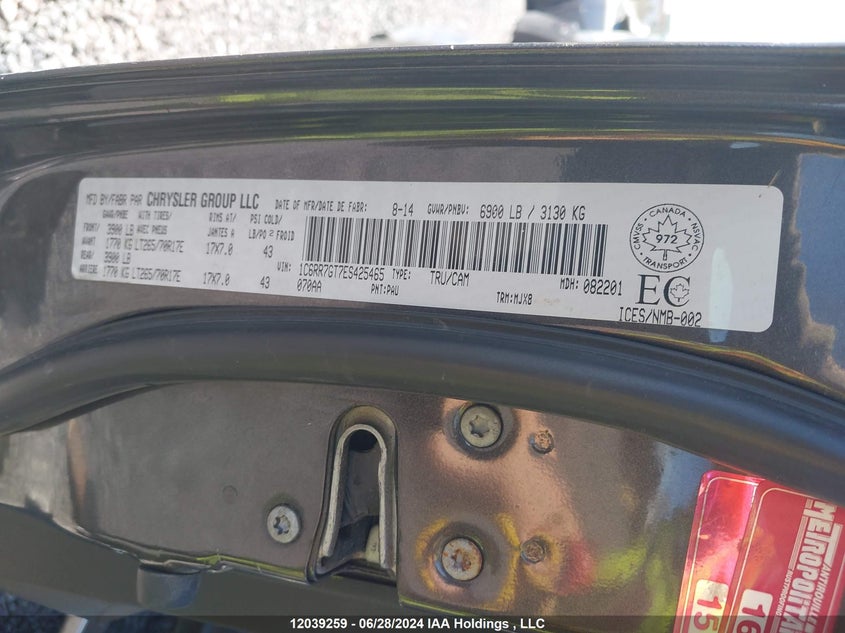 2014 Ram 1500 Slt VIN: 1C6RR7GT7ES425465 Lot: 12039259