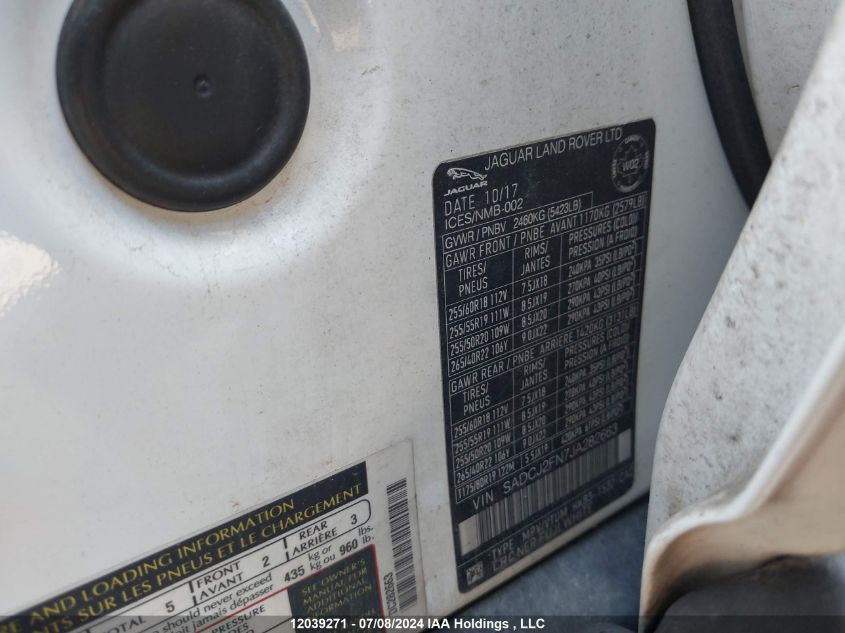 2018 Jaguar F-Pace VIN: SADCJ2FN7JA282663 Lot: 12039271