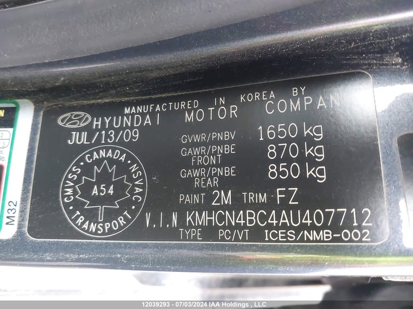 2010 Hyundai Accent Gls VIN: KMHCN4BC4AU407712 Lot: 12039293