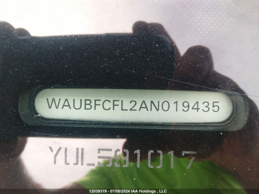 2010 Audi A4 VIN: WAUBFCFL2AN019435 Lot: 12039319