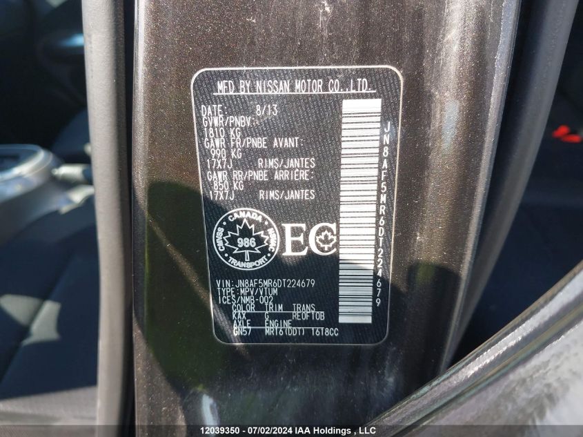 2013 Nissan Juke VIN: JN8AF5MR6DT224679 Lot: 12039350