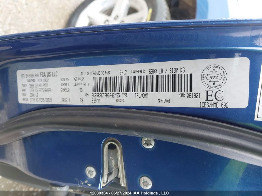 2017 Ram 1500 St VIN: 3C6RR7KT7HG742455 Lot: 12039354