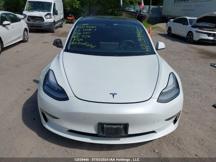 2021 Tesla Model 3 VIN: 5YJ3E1EA7MF856537 Lot: 12039440