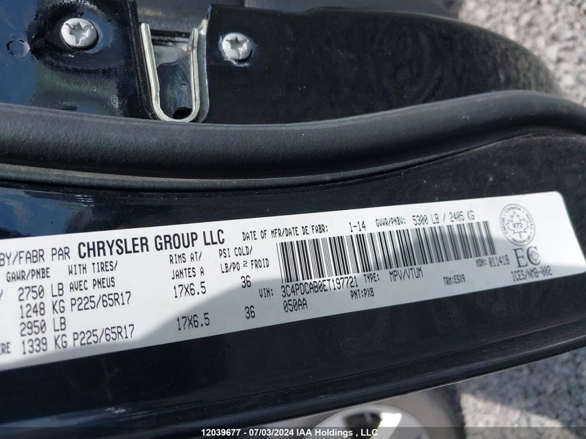 2014 Dodge Journey VIN: 3C4PDCAB0ET197721 Lot: 12039677