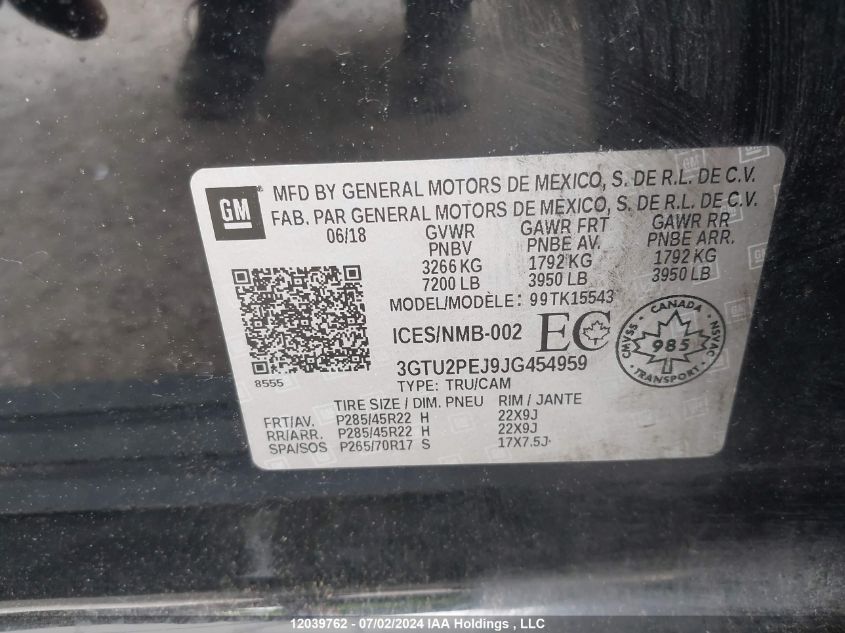 3GTU2PEJ9JG454959 2018 GMC Sierra 1500