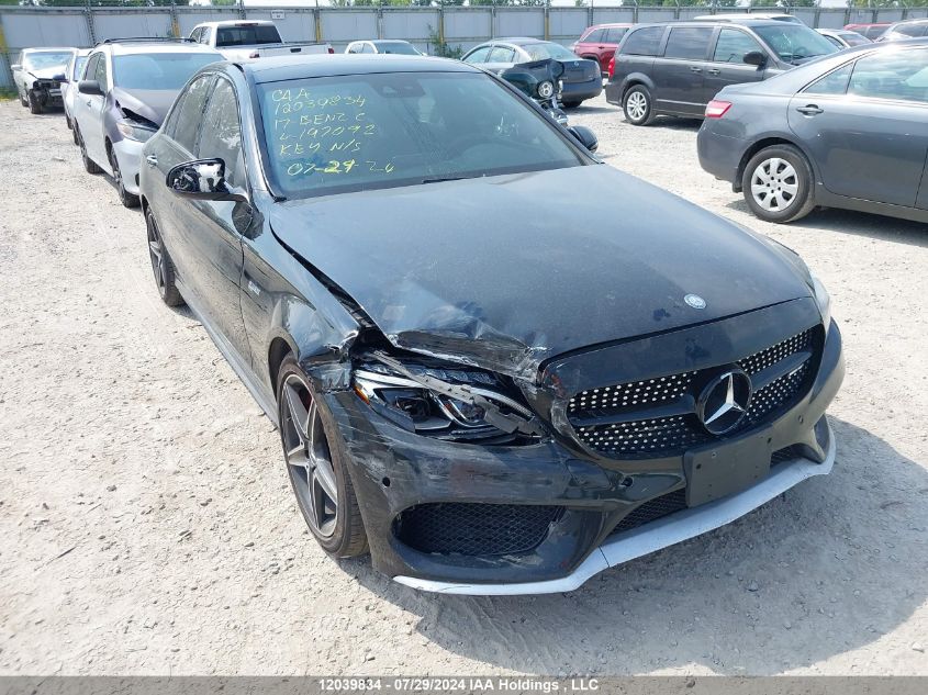 2017 Mercedes-Benz C-Class VIN: 55SWF6EB2HU197092 Lot: 12039834