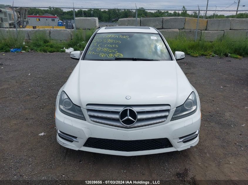 2013 Mercedes-Benz C-Class VIN: WDDGF8AB6DA838325 Lot: 12039855