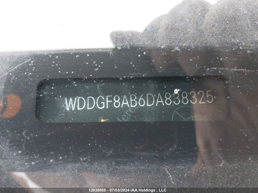 2013 Mercedes-Benz C-Class VIN: WDDGF8AB6DA838325 Lot: 12039855