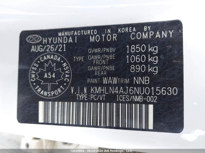 2022 Hyundai Elantra VIN: KMHLN4AJ6NU015630 Lot: 12039964