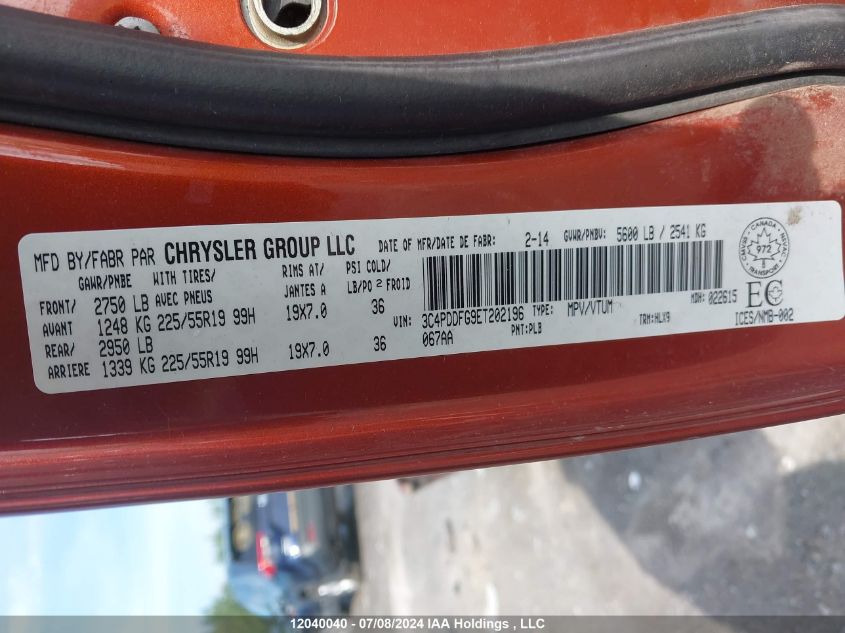 2014 Dodge Journey R/T VIN: 3C4PDDFG9ET202196 Lot: 12040040