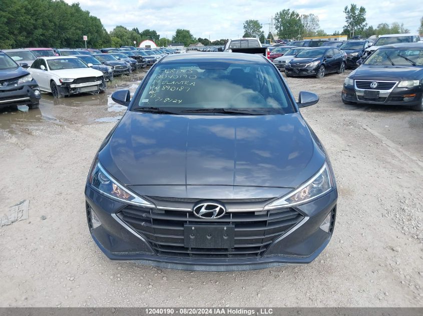 2019 Hyundai Elantra Se VIN: KMHD74LF2KU890187 Lot: 12040190
