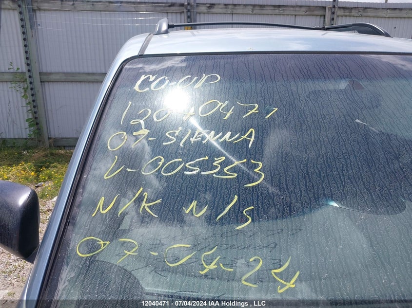 2007 Toyota Sienna Ce 7 Passenger/Ce 8 Passenger VIN: 5TDZK29CX7S005353 Lot: 12040471