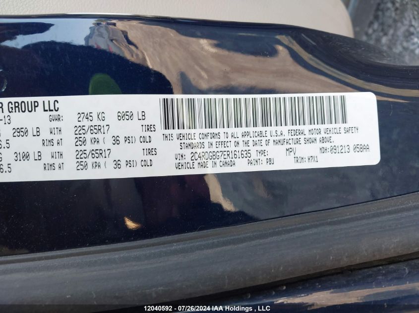 2014 Dodge Grand Caravan American Value Pkg VIN: 2C4RDGBG7ER161635 Lot: 12040592