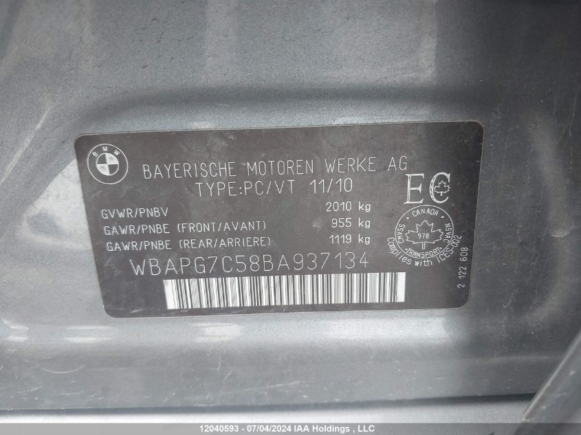 2011 BMW 3 Series 323I VIN: WBAPG7C58BA937134 Lot: 12040593