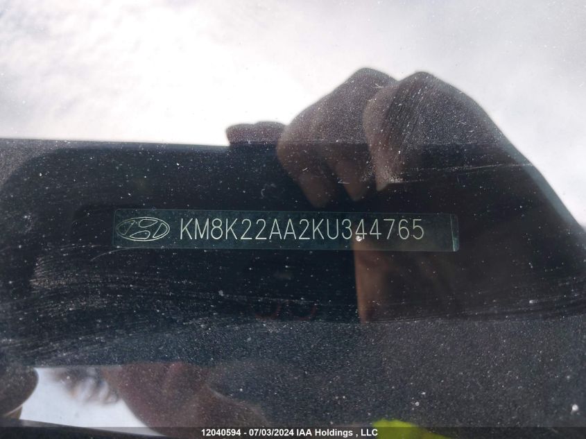 2019 Hyundai Kona 2.0L Preferred VIN: KM8K22AA2KU344765 Lot: 12040594