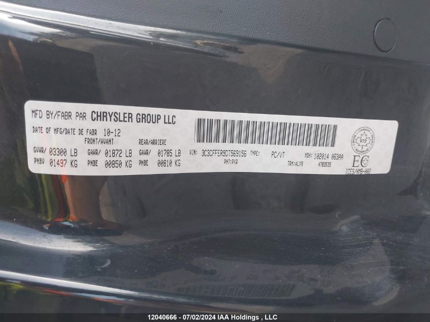 2013 Fiat 500 Lounge VIN: 3C3CFFER9DT569156 Lot: 12040666