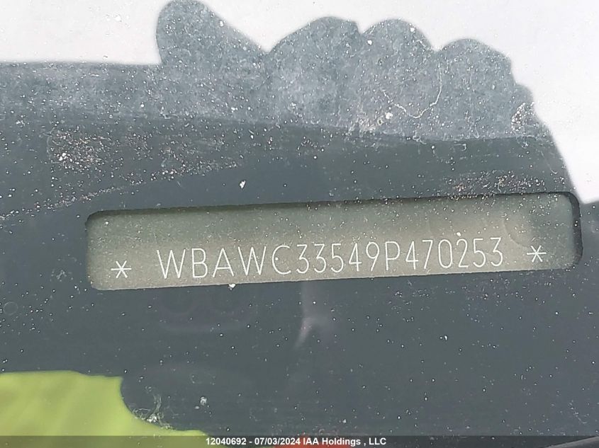 2009 BMW 3 Series VIN: WBAWC33549P470253 Lot: 12040692