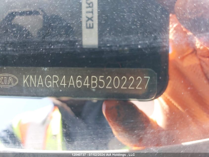 2011 Kia Optima VIN: KNAGR4A64B5202227 Lot: 12040737